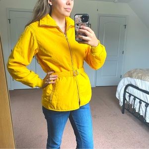 Roffe Vintage Women's Ski Belted Jacket Yellow Small Outdoor Gorpcore Ski Winter